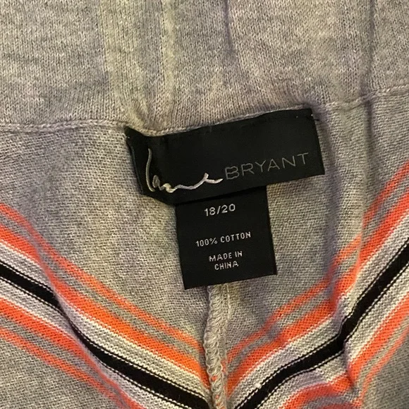 Lane Bryant Gray Skirt with Coral & Black Stripes - Picture 2 of 3